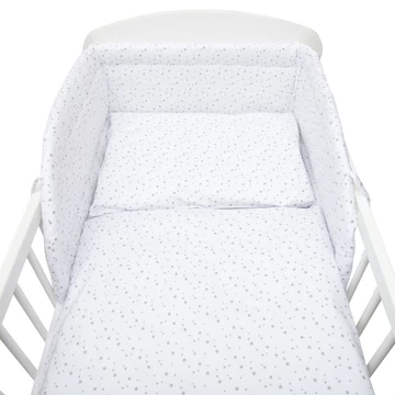 3-részes ágyneműhuzat New Baby 90/120 cm fehér szürke csillagok