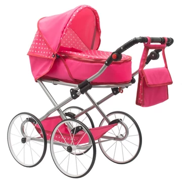 Játék Retro babakocsi 2az1-ben New Baby Anetka rózsaszín pöttyös