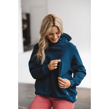 Anyasági oversize kismama és szoptató pulóver milk & love kék
