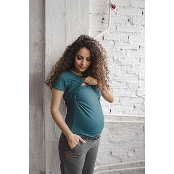 Kismama és szoptató blúz Milk Shirt milk & love rövid ujj türkiz