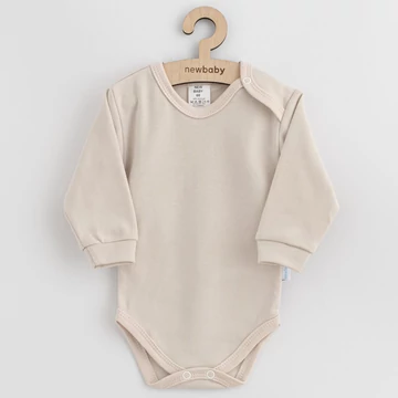 Bézs New Baby baba body, 86-os méret, 100% pamut, kényelmes és praktikus, patentos kivitel.