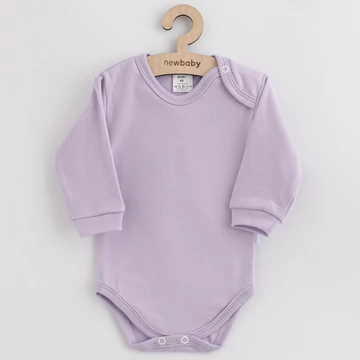 Lila New Baby baba body, 86-os méret, 100% pamut, kényelmes és praktikus patentos megoldással.