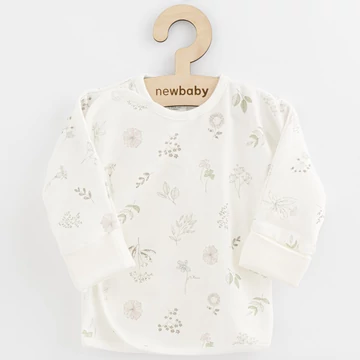 New Baby fehér baba ingecske, 50-es méret, aranyos virágmintával, 100% pamut, könnyű öltöztetés.