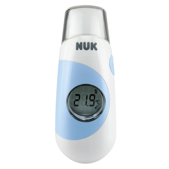 NUK FLASH érintésmentes hőmérő, fehér színben, gyors 1 másodperces mérés, lázfigyelmeztetés és memória funkcióval.