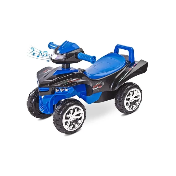Kék miniRaptor Toyz négykerekű gyerekjáték, kényelmes ülés, tárolóhely, zenél, 18 hónapos kortól.