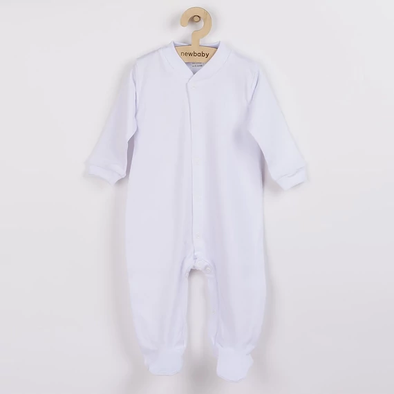 New Baby Classic fehér baba kezeslábas, 80-as méret, 100% pamut, patentos záródás az egyszerű öltöztetésért.