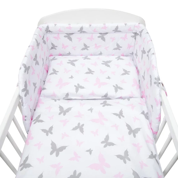 New Baby 3-részes ágyneműgarnitúra, fehér, 100% pamut, antialergén, biztonságos csecsemők számára.