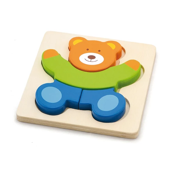 Viga multicolor fa puzzle, 145x145x18 mm, biztonságos, fejleszti a készségeket 18 hónapos kortól.