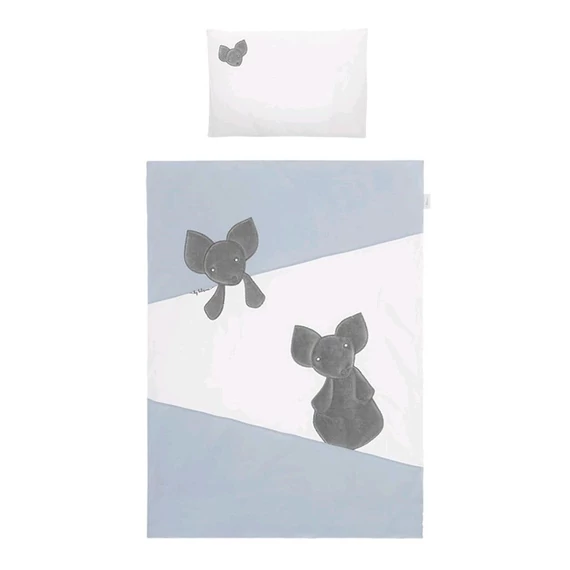 5 részes Belisima Mouse ágyneműgarnitúra, 100% pamut, biztonságos, antiallergén, nyugtató mintázatú.