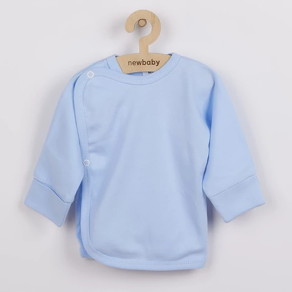 Kék New Baby baba ingecske, 62-es méret, 100% pamut, patentos kialakítás a könnyű öltöztetésért.