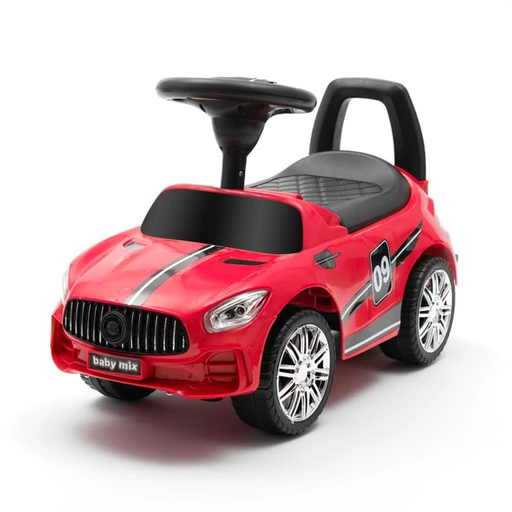 Bébitaxi Baby Mix RACER, piros, 65x30x39 cm, motoros fejlődéshez, biztonságos játék, hangpanellel.