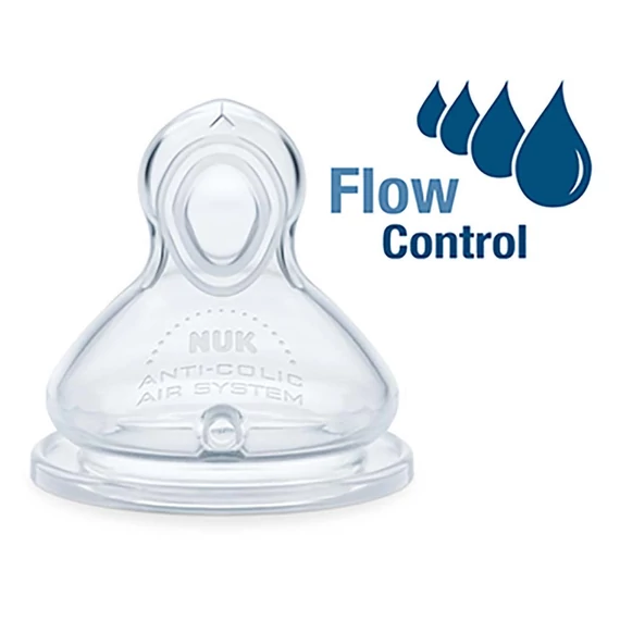 Cumi NUK Flow Control, áttetsző, 6-18 hónap, önkontroll, csepegésmentes, BPA mentes. Ideális bársonyos tápláláshoz.