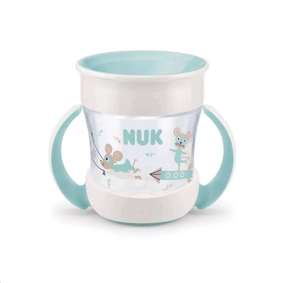 NUK Mini Magic 360° itató pohár, zöld, 160 ml, 6 hónapos kortól, szivárgásbiztos és könnyen tisztítható.