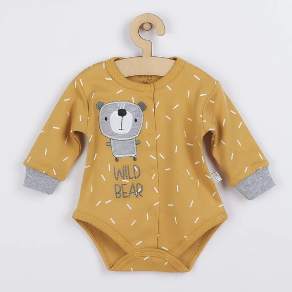 KOALA hosszú ujjú patentos body, Kép szerint, 56-os méret, 100% pamut, aranyos Wild Bear mintával. Tökéletes kisbabáknak!