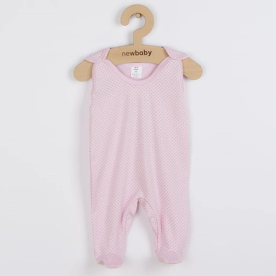 New Baby rózsaszín rugdalózó 50-es méretben, 100% pamut anyag, kényelmes öltöztetés patentokkal.