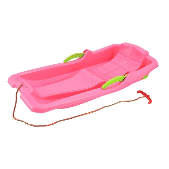 Rózsaszín Baby Mix lapos szánkó, 80x43x13 cm, fékekkel a biztonságos élményért, 3 éves kortól.