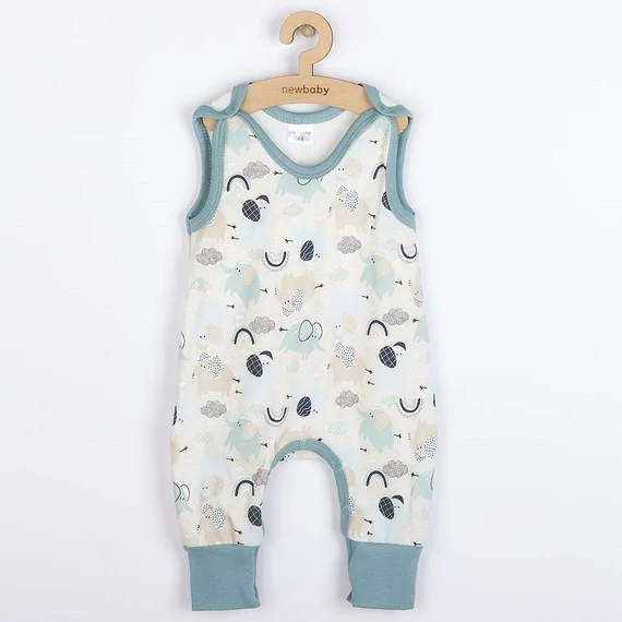 Zöld New Baby tipegő 56-os méretben, aranyos elefántokkal, kényelmes pamut anyagból. Ideális választás babák számára!