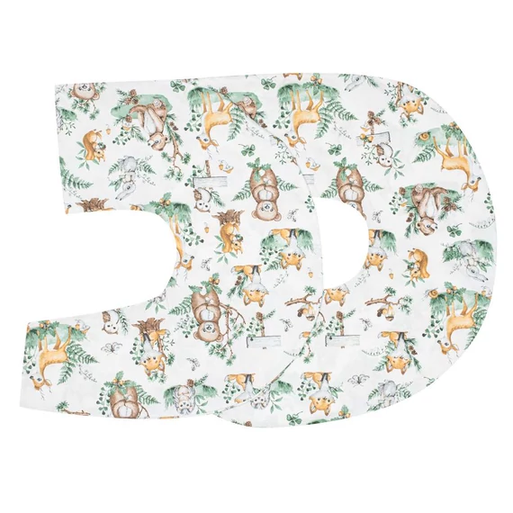New Baby fehér huzat C alakú szoptatós párnára, 100% pamut, ÖKO TEX 100, allergiamentes, nyugtató mintázat.