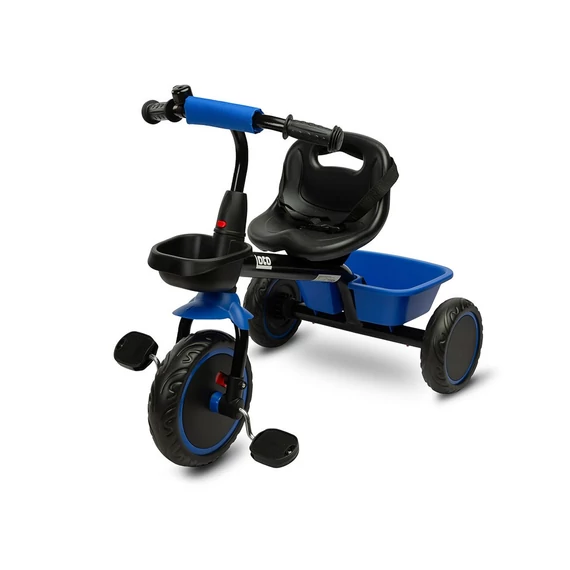 TOYZ Loco háromkerekű kerékpár, kék, 3-5 éveseknek, erős fém vázzal és két tágas kosárral.