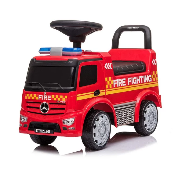 Milly Mally Mercedes Benz tűzoltóautó, piros, 62 cm, fény- és hangfunkciókkal, 12 hónapos kortól. Szórakoztató és biztonságos!