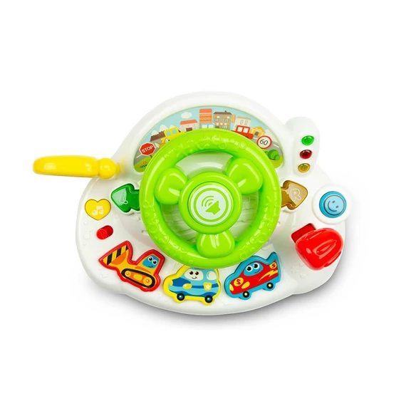 TOYZ multicolor oktató kormány, 22x18x8,5 cm, dallamokkal és autóhangokkal szórakoztatja a gyerekeket.