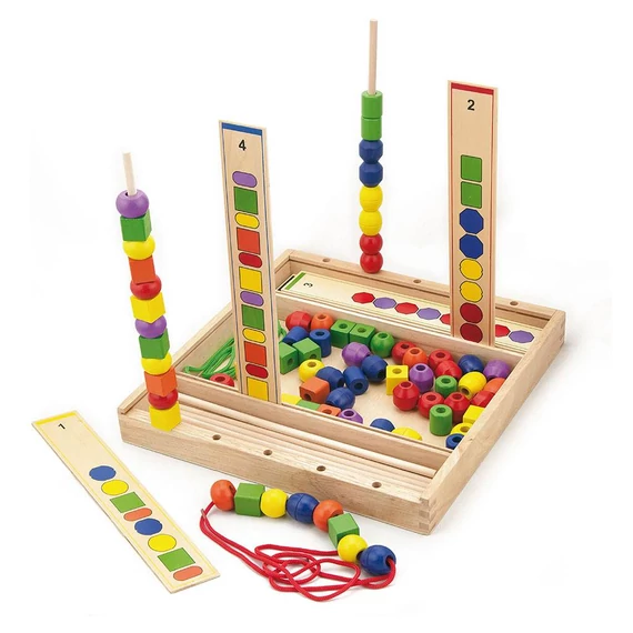 Viga logikai gyöngyök, multicolor, 335x40x330 mm - fejleszti a finommotorikát és kreativitást.