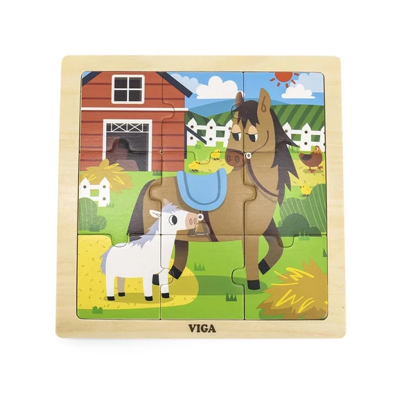VIGA multicolor fa ló puzzle, 220mm, fejleszti a motoros készségeket és a képzelőerőt. Tökéletes ajándék!
