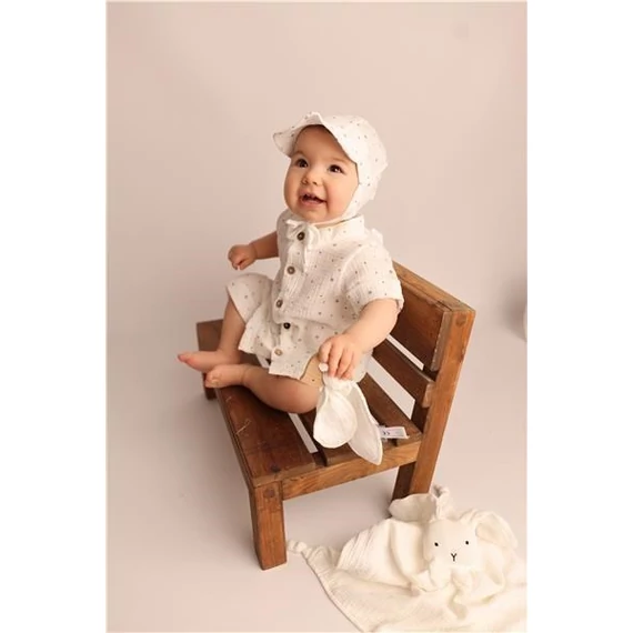 New Baby fehér muszlin baba együttes 80-as méretben