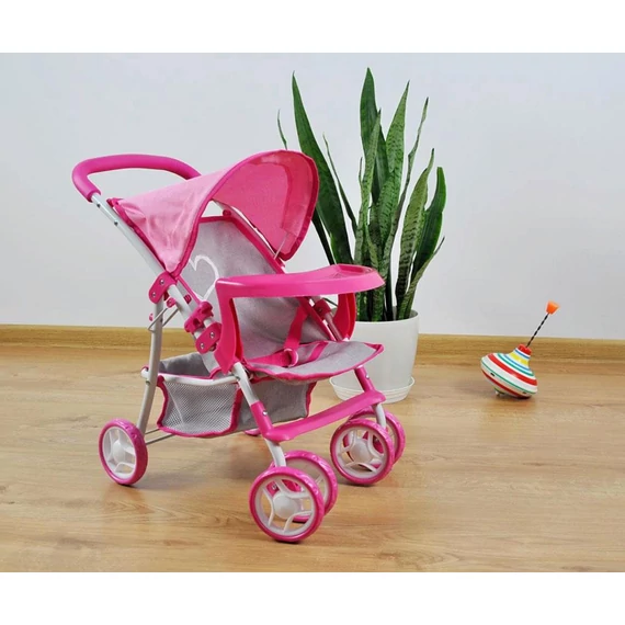 forgatható kerekekkel. Tökéletes választás 3+ éveseknek!|||Milly Mally Kate rózsaszín babakocsi 50 cm-es babákhoz