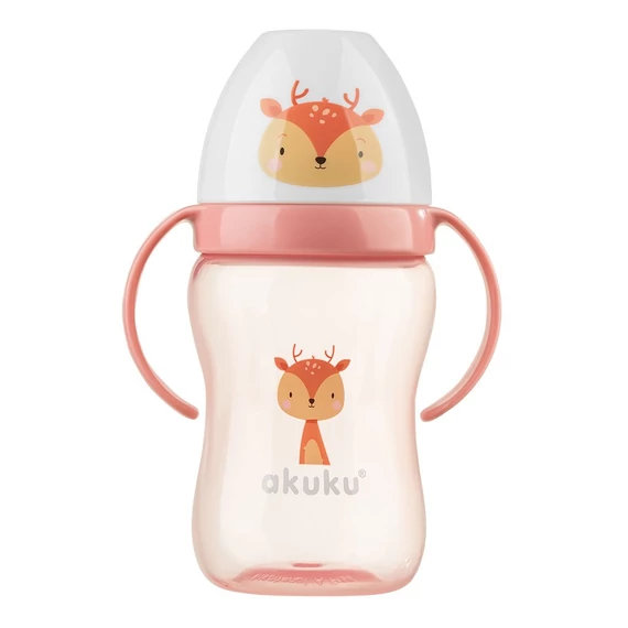 AKUKU rózsaszín szilikon pohár, 240 ml, 6 hónapos kortól. Kényelmes és biztonságos ivás gyermekeknek.