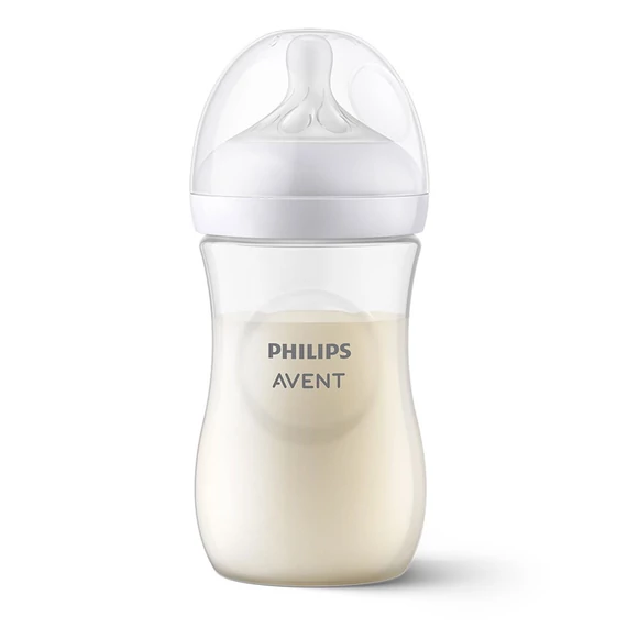 Philips Avent Natural Response cumisüveg, 260 ml, BPA-mentes, cseppmentes, antikolikus, mell alakú kialakítás.