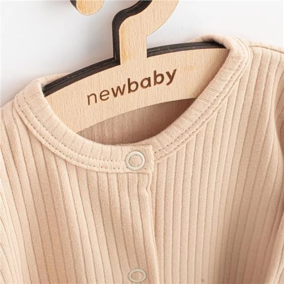 New Baby bézs csíkos kezeslábas