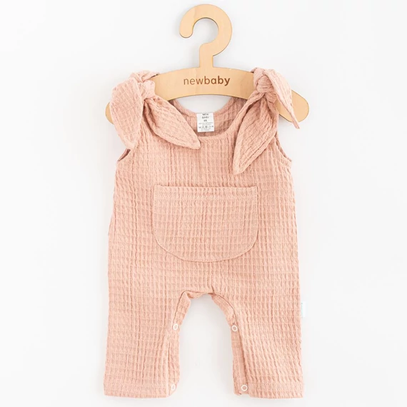 New Baby rózsaszín muszlin kertésznadrág 62-es méretben, kényelmes és stílusos viselet kisbabáknak.