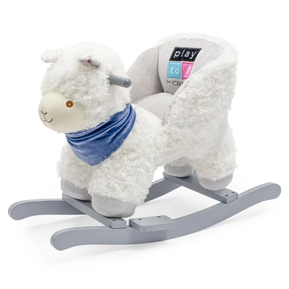 PlayTo fehér hinta játék, ergonomikus ülés, stabil fa alap, 30 kg teherbírás, 18 hónapos kortól.