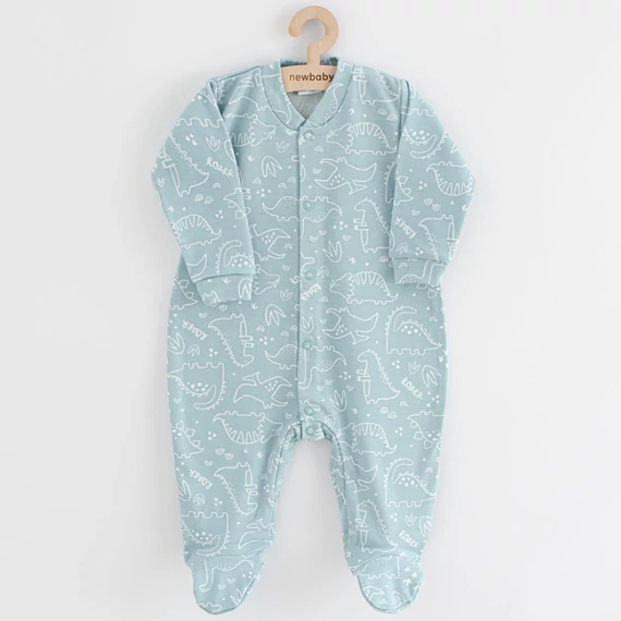 New Baby Classic II dinós kezeslábas, 100% pamut, patentos kivitel, kényelmes viselet babáknak.