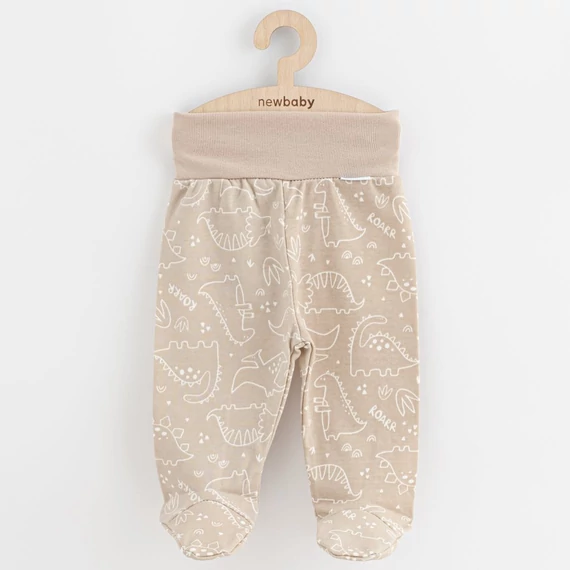 New Baby bézs lábfejes nadrág, 50-es méret, puha pamut anyag, kényelmes viselet babáknak.