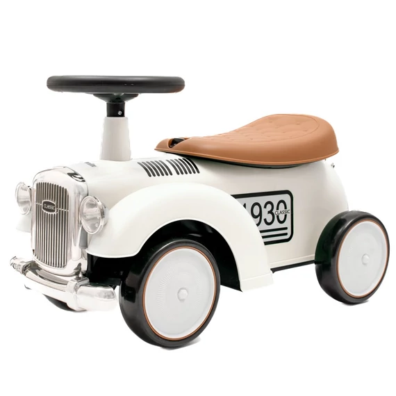 Retro gyerek kidobó, világos barna ülés, 58 cm hosszú, biztonságos anyagokból, fejleszti a motoros készségeket.