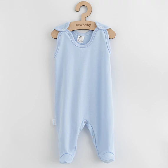 Kék New Baby rugdalózó 68-as méretben, 100% pamut, kényelmes és praktikus öltöztetéshez.