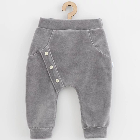 Szürke plüss legging, NEW BABY, 62-es méret, kényelmes és puha anyag, széles derékpánt.
