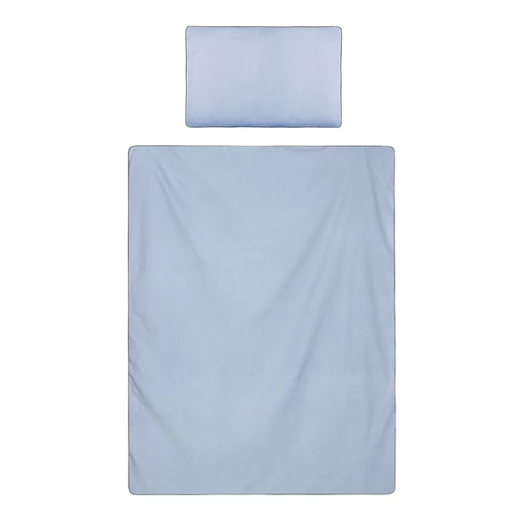 Belisima 5-részes kék ágyneműgarnitúra babák számára, 100% pamut, antiallergén, biztonságos cipzárral.