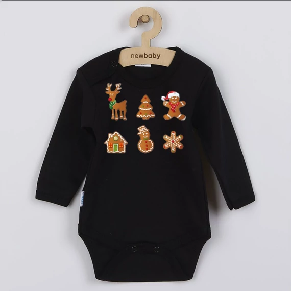 Cseh márkájú, 100% pamut hosszú ujjú bodysuit mézeskalács mintával, kényelmes és praktikus.