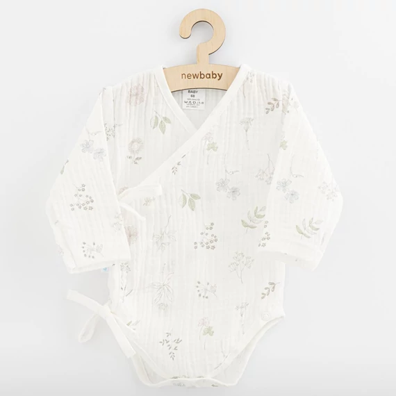 New Baby fehér hosszú ujjú kombidressz, 56-os méret, pihekönnyű muszlinból, babák kedvence!