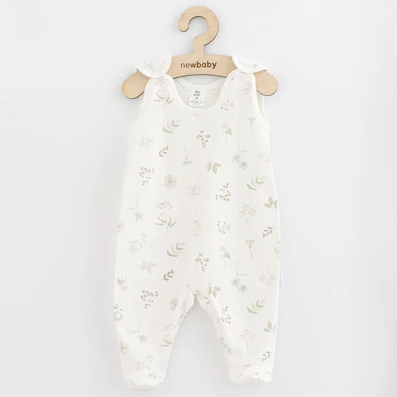 New Baby fehér pamut rugdalózó 68-as méretben, virágmintás, praktikus patentos megoldással. Tökéletes babáknak!