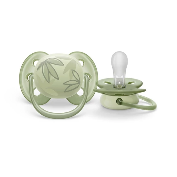 Philips Avent Ultrasoft zöld cumi 0-6 hónapos babáknak. Extra puha, rugalmas tárcsa, sterilizálható, kényelmes használat.