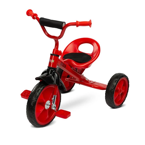 Toyz York pedálos háromkerekű gyerekbicikli, 3-5 éveseknek, fémszerkezet, 25 kg teherbírás, könnyű és strapabíró.