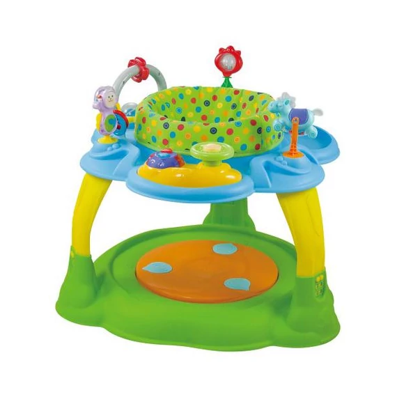 Többfunkciós kisasztal babáknak, forgatható ülés, játékos pult, mosható üléshuzat. Teherbírás: 11 kg.