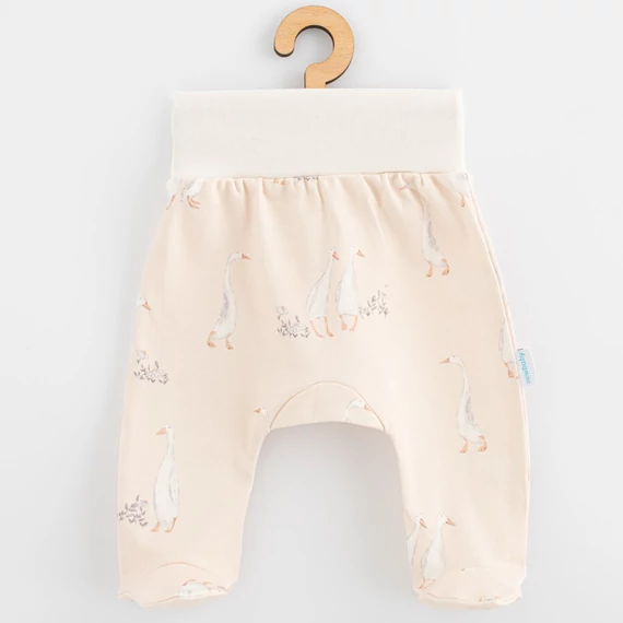 New Baby pamut lábfejes nadrág, aranyos libás mintával, kényelmes és rugalmas derékkal, 100% pamut, OEKO-TEX.