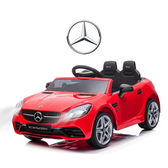 Mercedes SLC-300 elektromos gyermekautó, 104 cm, 2 motor, távirányítóval, valósághű funkciókkal és biztonsági övvel.