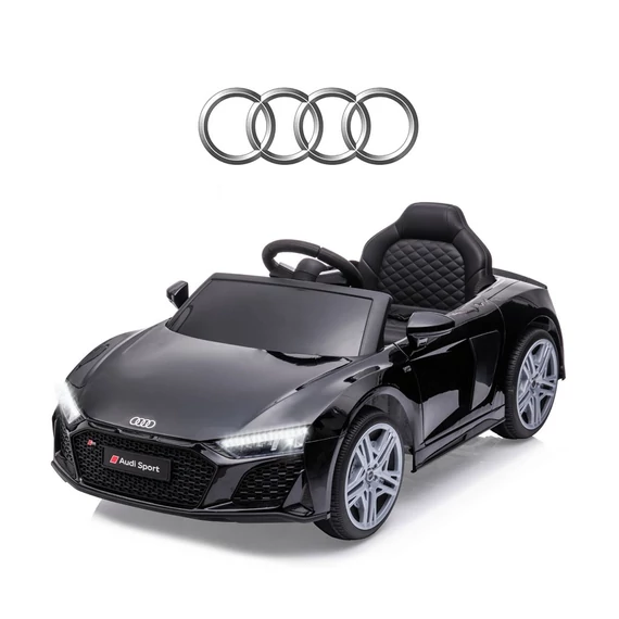 Audi R8 Spyder, sportos kabrió, 107 cm, biztonságos, távirányítóval vezérelhető, zenei funkciókkal.