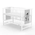 New Baby szürke gyerekágy, 125x64x85 cm, fenyőfa, 3 magassági szint, biztonságos és modern design.